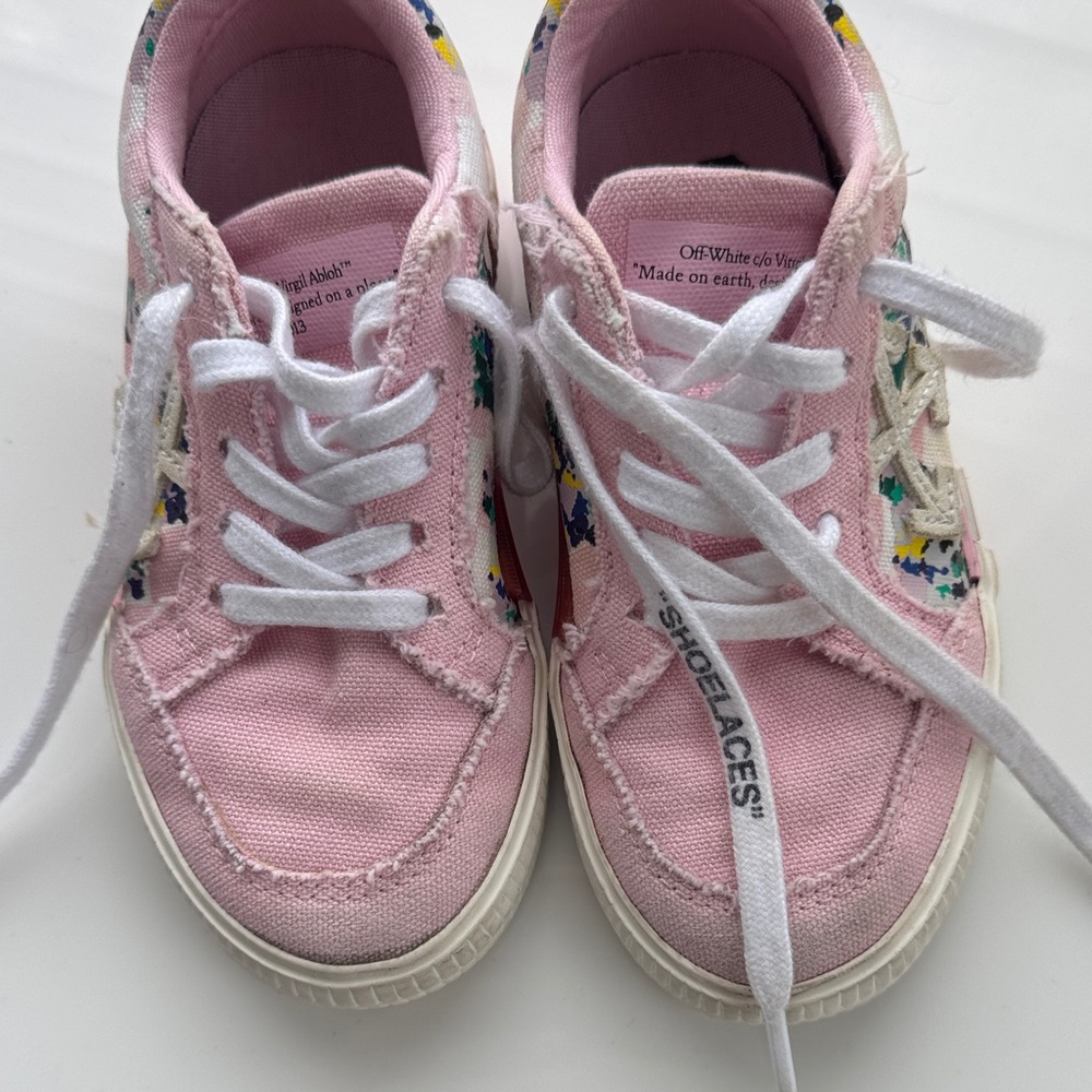 Off-White Vulcanized lace up Kids Pink Canvas Sneakers - Picture 8 of 13